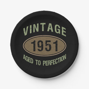 1951 70th Birthday Aged To Perfection Paper Plate
