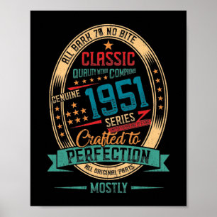1951 71 years old 71st Birthday Crafted Perfection Poster