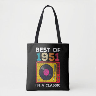 1951 Born Vintage 70th Birthday Vinyls Classic Mus Tote Bag