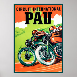 1951 Pau Grand Prix Motorcycle Race Poster