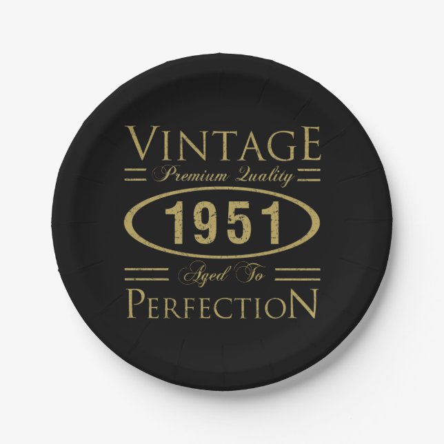 1951 Premium Quality 70th Birthday Paper Plate (Front)