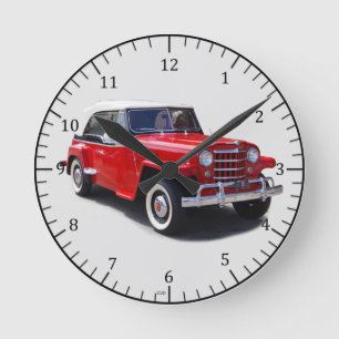 1951 red jeepster top up clock