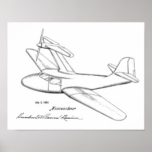 1951 Top Prop Aeroplane Patent Art Drawing Print