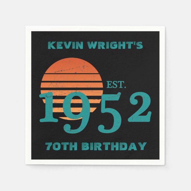 1952 70th Birthday Vintage Sunset Napkin (Front)