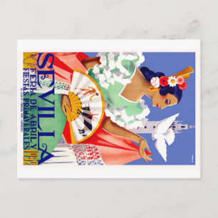 1952 Seville Spain April Fair Poster Postcard