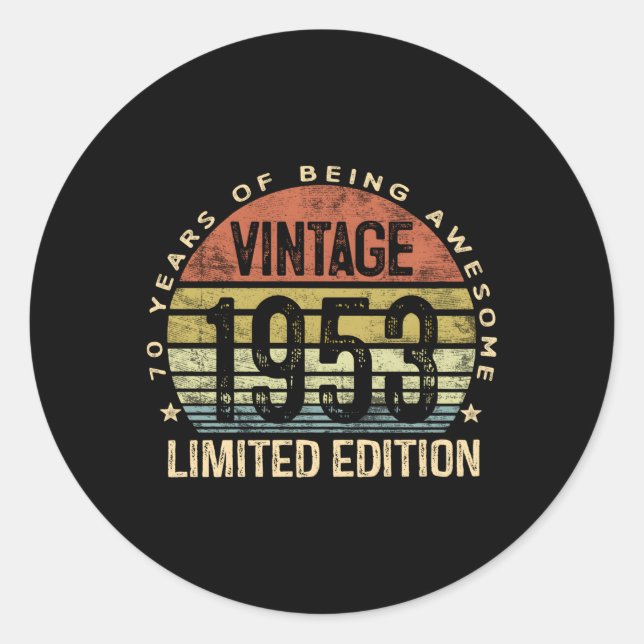 1953 70 70Th Classic Round Sticker (Front)