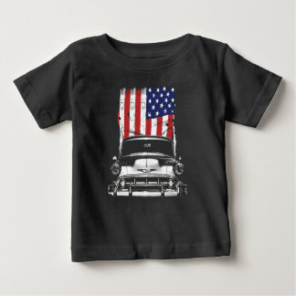 1953 Chevy 210 Front Grill View with Us Flag Baby T-Shirt