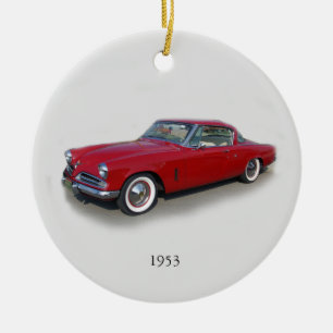 1953 red classic car ornament