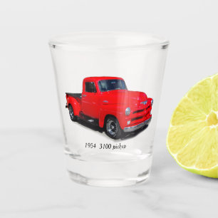 1954 3100 red pickup truck shot glass