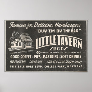 1954 Ad LITTLE TAVERN shops in Maryland Poster