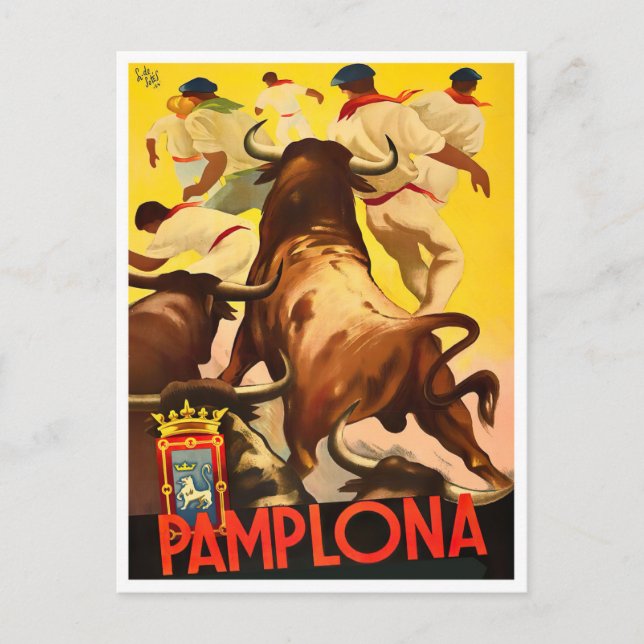 1954 Feria de Pamplona vintage travel Postcard (Front)