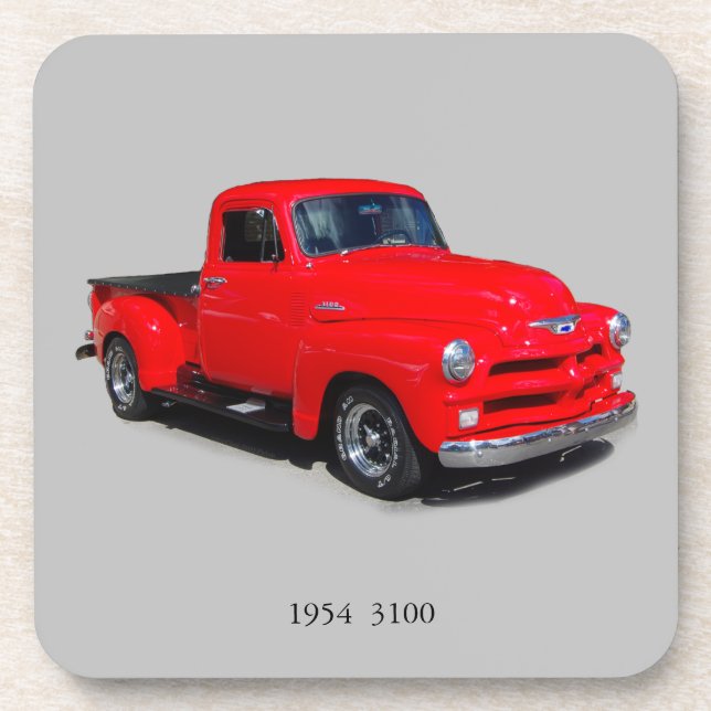 1954 red 3100 pickup coasters (Front)