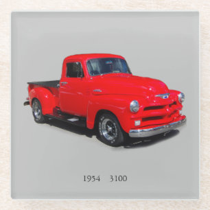 1954 red 3100 pickup glass coaster