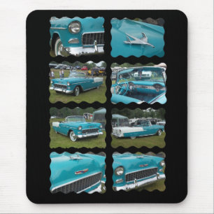 1955 belair collage touquoise and white mouse pad