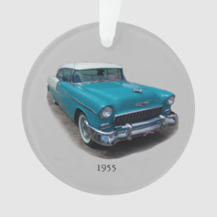 1955 blue & white classic car acrylic ornament