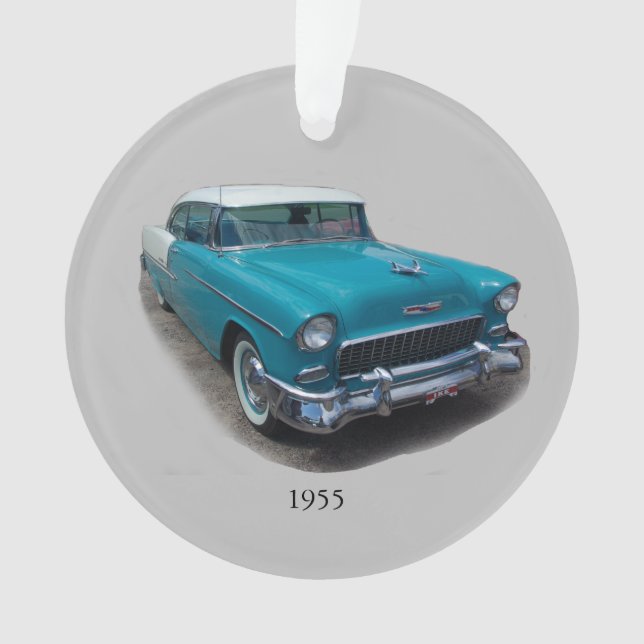 1955 blue & white classic car acrylic ornament (Front)