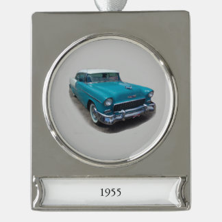 1955 blue & white classic car banner ornament