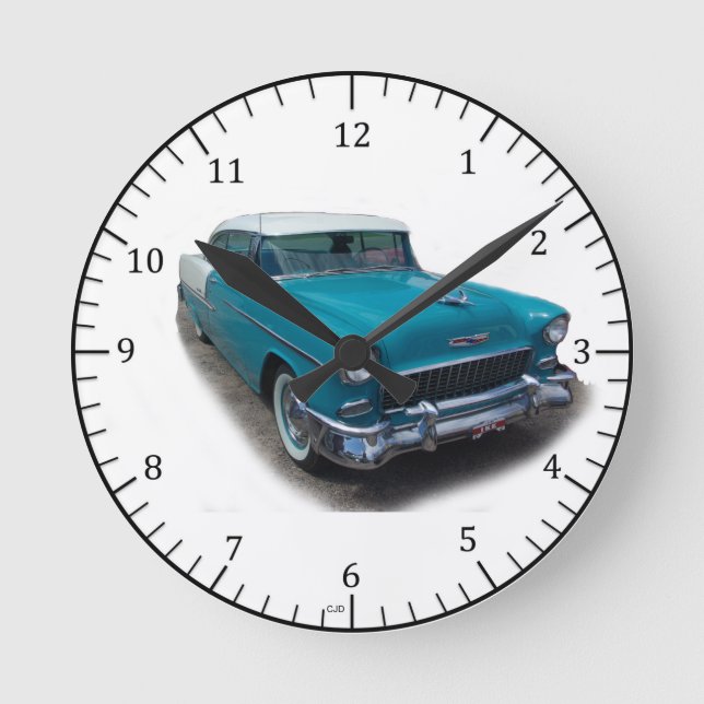 1955 Blue & White classic car clock (Front)