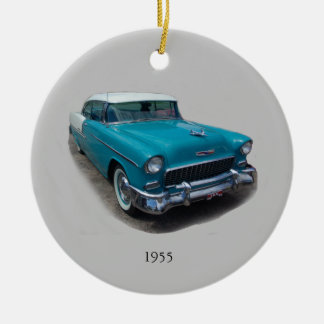 1955 blue & white classic car ornament