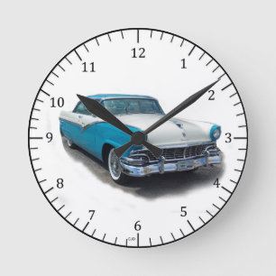 1955 blue/white Fairlane classic car clock