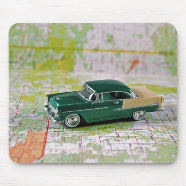 1955 Car On a Road Map Mouse Pad (Front)