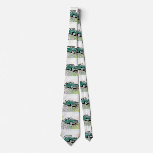 1955 Car On a Road Map Tie (Front)