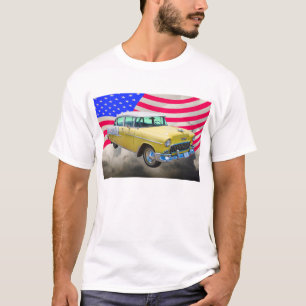 1955 Chevrolet Bel Air With American Flag T-Shirt