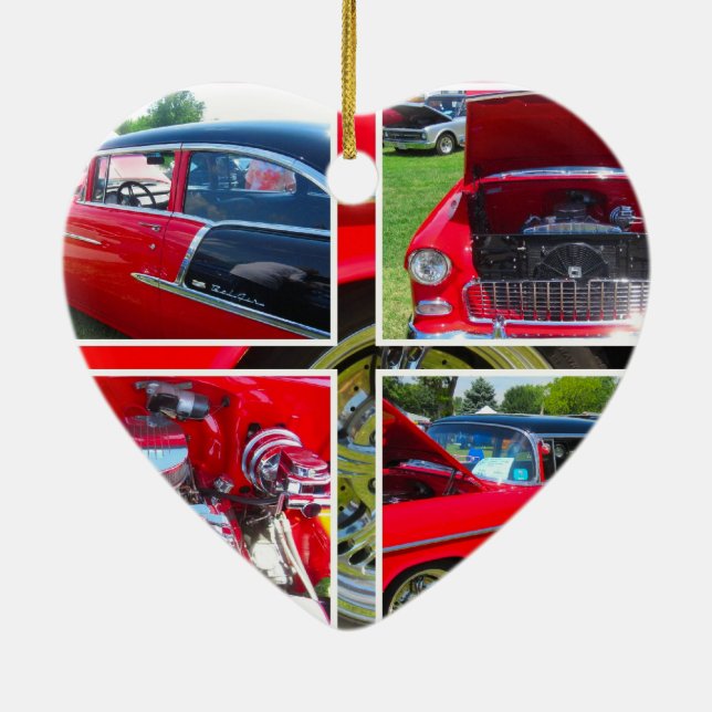1955 Chevrolet Sedan Collage Ceramic Tree Decoration (Back)