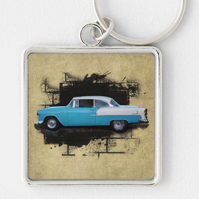 1955 Chevy Bel Air- Classic Cars-Keychain Key Ring (Front)