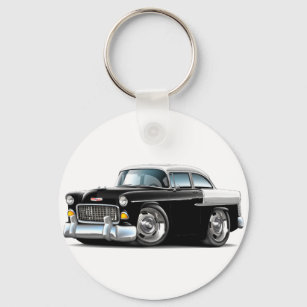 1955 Chevy Belair Black-White Car Key Ring