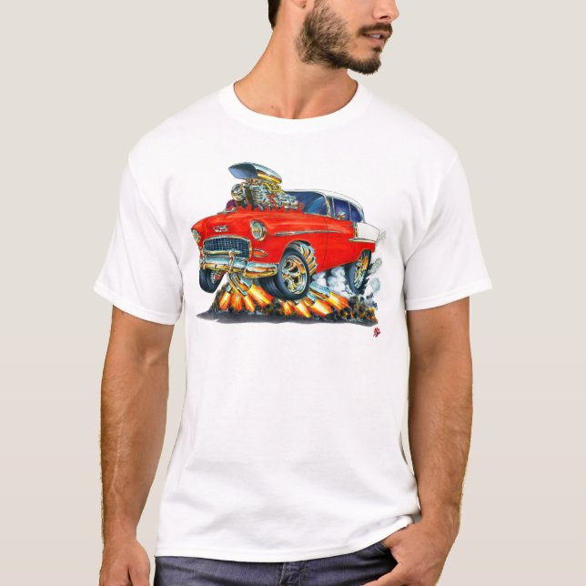 1955 Chevy Belair Red Car T-Shirt (Front)