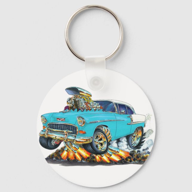 1955 Chevy Belair Turquoise Car Key Ring (Front)