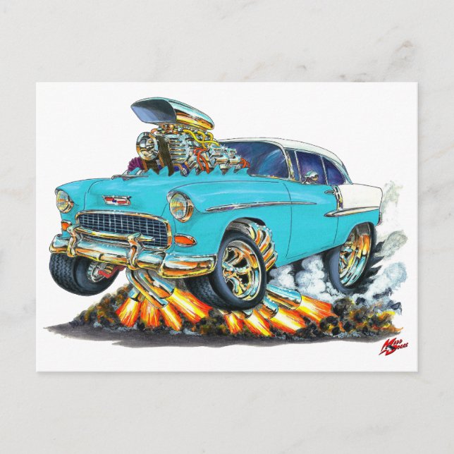 1955 Chevy Belair Turquoise Car Postcard (Front)