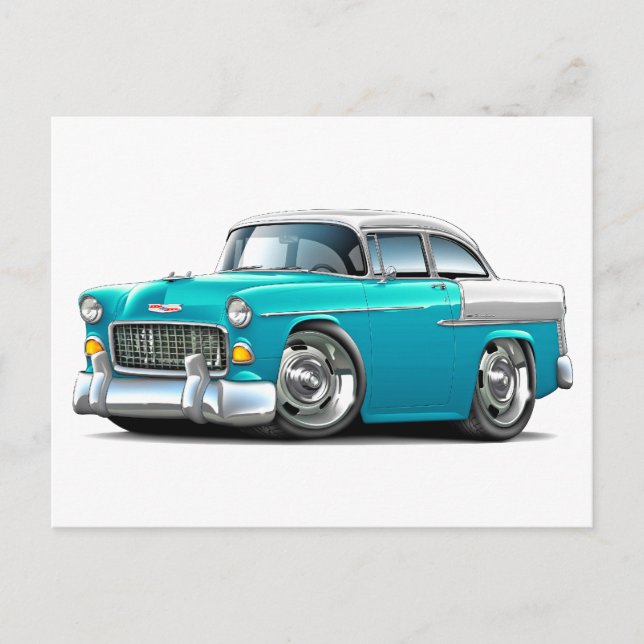 1955 Chevy Belair Turquoise-White Car Postcard (Front)