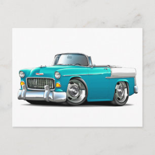 1955 Chevy Belair Turquoise-White Convert Postcard