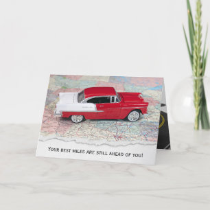 1955 Chevy Car On Road Map for Retirement Card