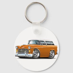 1955 Chevy Nomad Orange-White Car Key Ring