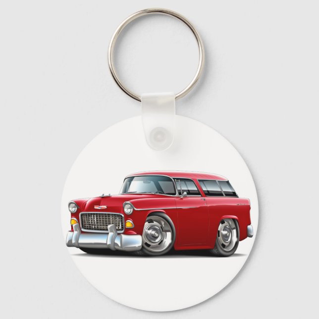1955 Chevy Nomad Red Car Key Ring (Front)