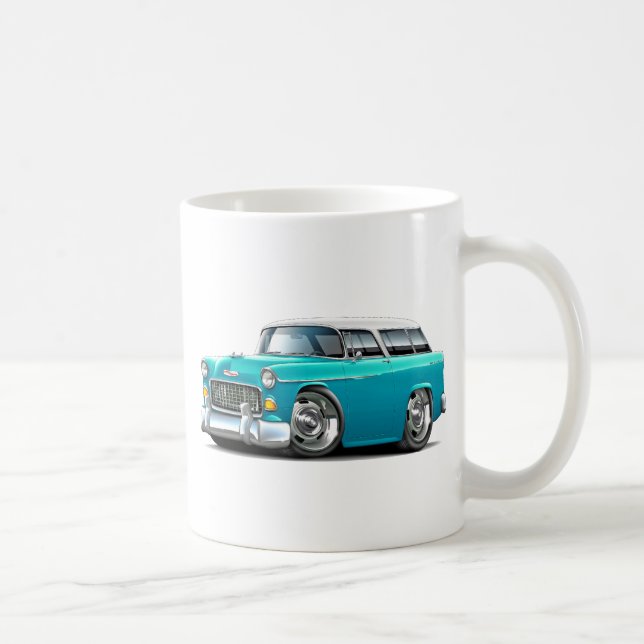 1955 Chevy Nomad Turquoise-White Car Coffee Mug (Right)