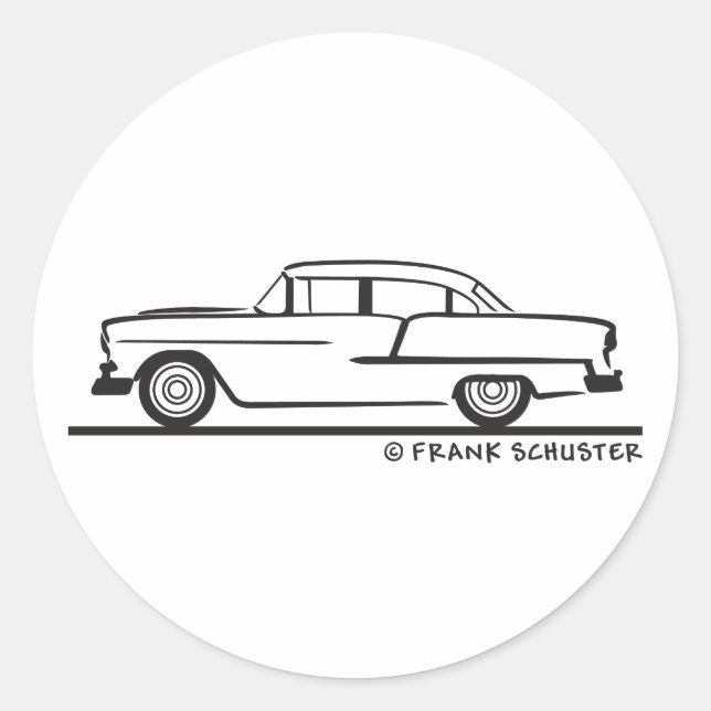 1955 Chevy Sedan Classic Round Sticker (Front)