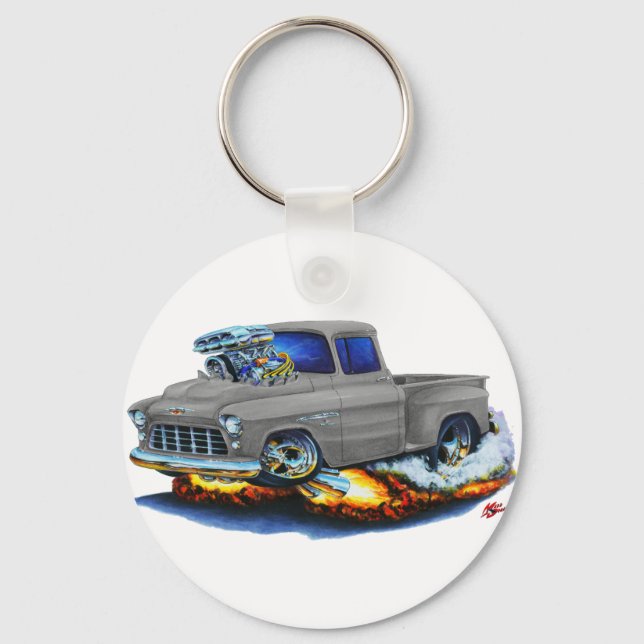 1955 Chevy Stepside Pickup Grey Truck Key Ring (Front)