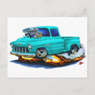 1955 Chevy Stepside Pickup Turquoise Truck Postcard
