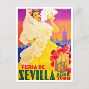 1955 Feria de Sevilla vintage travel Postcard