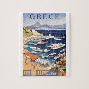 1955 Greece Athens Bay of Castella Travel Poster Jigsaw Puzzle