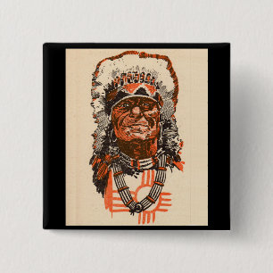 1955 Indian chief from Billy the Kid (UK) comics 15 Cm Square Badge