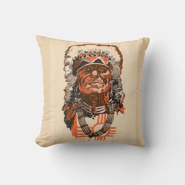 1955 Indian chief from Billy the Kid (UK) comics Cushion (Front)