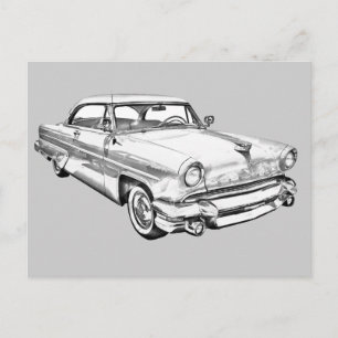 1955 Lincoln Capri Luxury Car Illustration Postcard