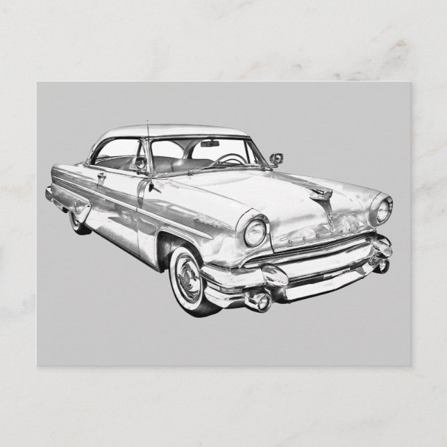 1955 Lincoln Capri Luxury Car Illustration Postcard (Front)