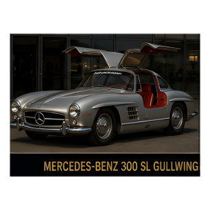1955 Mercedes-Benz 300 SL Gullwing Classic German Poster