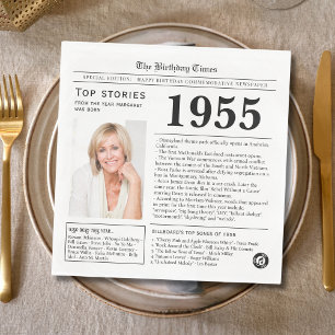 1955 Newspaper Birthday Trivia  Napkin